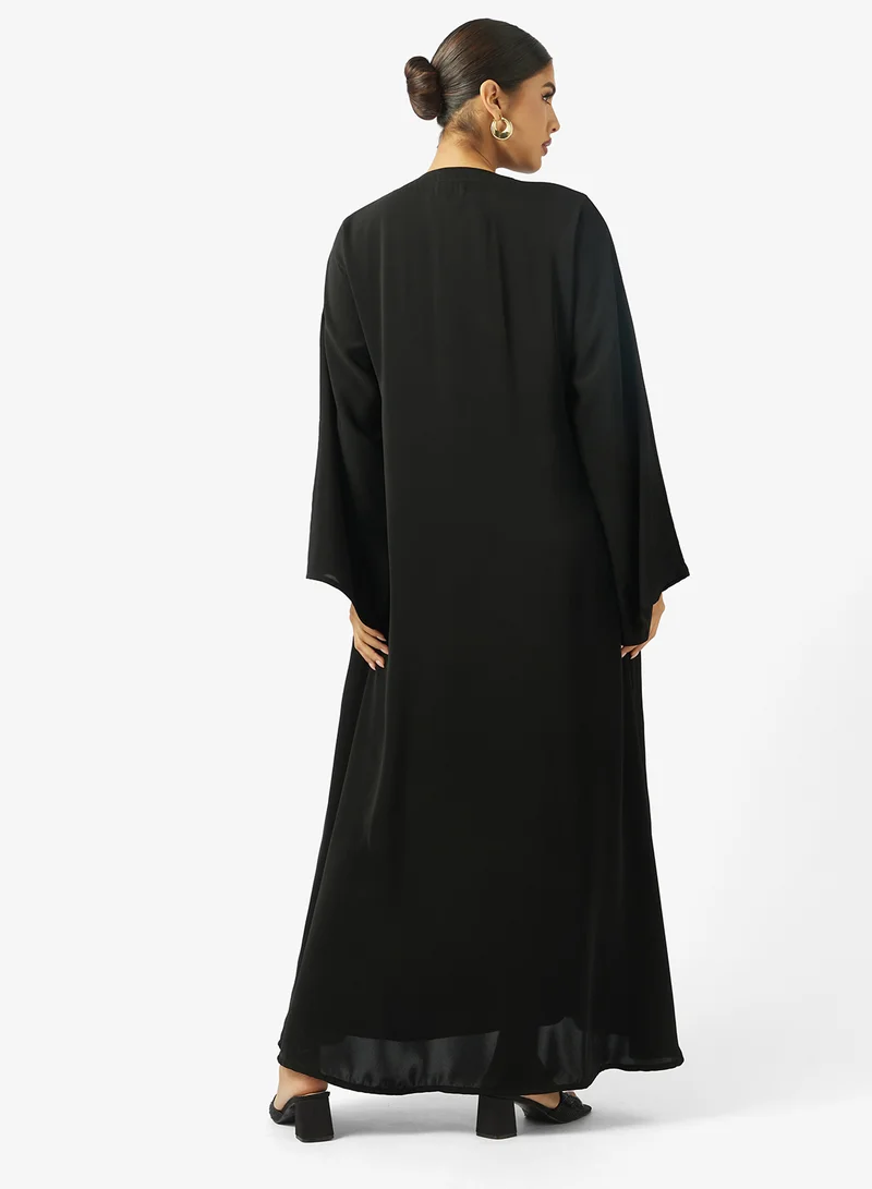 hayas closet  Asymmetric Front Crossover Loops Abaya for Women | Best Price UAE